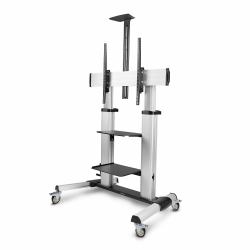 StarTech.com 1110C-MOBILE-TV-CART βάση τηλεόρασης 2,54 m [100"] Μαύρος [Μαύρο], Άργυρος 