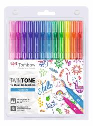 Tombow TwinTone μαρκαδόρος 12 τεμάχια Λεπτή/Στρογγυλή μύτη Πολύχρωμο 