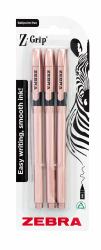 Zebra Z-GRIP Smooth Black Ink Ballpoint Pens Rose Gold Pack of 3