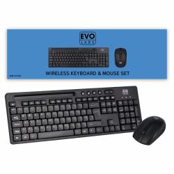 Evo Labs WM-757UK Wireless Πληκτρολόγιο and Mouse Combo Set, 2.4GHz Full Size Qwerty UK Layout Πληκτρολόγιο with Wireless Mouse, Ideal for Home or Office, Black πληκτρολόγιο Συμπεριλαμβάνεται ποντίκι Σπίτι/Γραφείο UK International Μαύρος [Μαύρο]  - Έκδοση UK