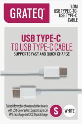 GRATEQ 85056QC καλώδιο USB USB 2.0 1 m USB C Λευκός [Άσπρος] 