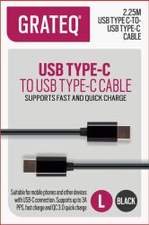 GRATEQ 85062QC καλώδιο USB USB 2.0 2,25 m USB C Μαύρος [Μαύρο] 