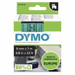 DYMO Authentic D1 Labels | Black Print on Green Tape | 9 mm x 7 m | Self-Adhesive Labels for LabelManager Label Makers | Made in Europe (D1 - TAPE DYMO 9MMX7M - BLACK/GREEN)