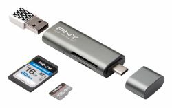 PNY R-TC-UA-3N1E01-RB συσκευή ανάγνωσης καρτών USB 3.2 Gen 1 [3.1 Gen 1] Type-C Μεταλλικός (PNY USB-C Card Reader / USB-A Adapter)