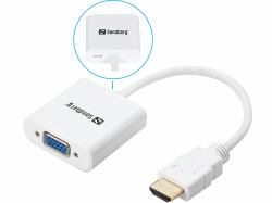 Sandberg HDMI to VGA Converter (HDMI to VGA Converter - HDMI to VGA Converter, HDMI, - VGA, Male/Female, White - Warranty: 60M)