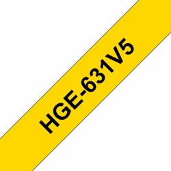 Brother HGE-631V5 ταινία κατασκευής ετικετών (Brother HGE631V5 Black on Yellow 12mm 8M x 12mm High Grade Tape 5 pack)