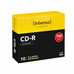 Intenso CD-R 700Mb 52x slimcase [10] 10 τεμάχια (CD-R 700Mb 52x slimcase [10] - INT-1001622, 52x, CD-R, 700 - MB, Slimcase, 10 pc[s] - Warranty: 12M)
