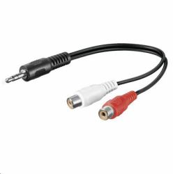 Microconnect AUDALHF02 audio cable 0.2 m 3.5mm 2 x RCA Black (Audio Adapter Cable, 0,2 meter - Audio adapter Cable 3.5 mm to - RCA female - Warranty: 300M)