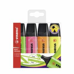 STABILO BOSS ORIGINAL μαρκαδόρος 4 τεμάχια Άκρη σμίλης Πολύ- (Stabilo BOSS Original Assorted Wallet [4])