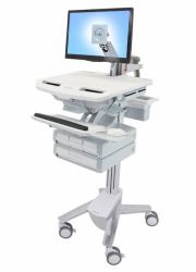Ergotron StyleView Αλουμίνιο [Αργύλιο], Γκρι, Λευκός [Άσπρος] Επίπεδη οθόνη Καλάθι πολυμέσων (STYLEVIEW CART WITH LCD ARM - 4 DRAWERS)