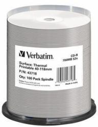 Verbatim CD-R Thermal Printable No ID Brand 700 MB 52x 100 τεμάχια (VERBATIM CD-R AZO 52X 700MB THERMAL SURFACE FOR RIMAGE PRISM)