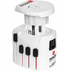 Microconnect PETRAVEL27 ηλεκτρική πρίζα Λευκός [Άσπρος] (SKROSS World Adapter Pro+ - Suitable for 2-&3- pole - 100-250V, Integrated fuse 7A - Warranty: 300M)