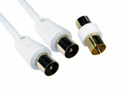 Cables Direct TV Coax 2m coaxial cable F White (CDL 2m TV Cable+Female Coup -White)