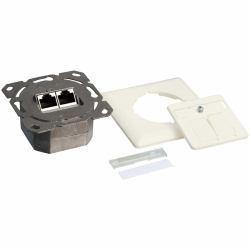 LogiLink NP0023 ρευματοδότης RJ-45 Μεταλλικός, Λευκός [Άσπρος] (Cat.6 Wall Outlet 2xRJ45 STP - horizontal, pure white - Warranty: 12M)
