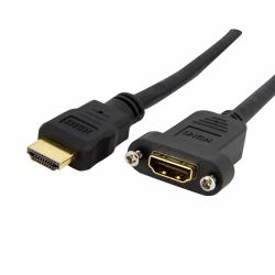 StarTech.com HDMIPNLFM3 καλώδιο HDMI 0,9 m HDMI Τύπος A [Standard] Μαύρος [Μαύρο] (1M HDMI FEMALE TO MALE ADAPTER - PANEL MOUNT HDMI CABLE UHD 4K)