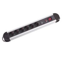 M-Cab POW0001 power extension 2 m 6 AC outlet[s] Indoor Black, Silver (STECKDOSENLEISTE 6-FACH-ALU-2M - UEBERSPANNUNGSSCHUTZ)
