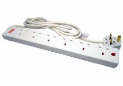 Cables Direct RB-02M06SPD power extension 2 m 6 AC outlet[s] Indoor White (CDL 6 WAY 2MTR EXTENSION)