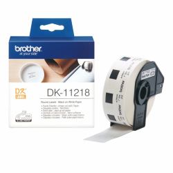 Brother DK-11218 ετικέτα εκτύπωσης Λευκός [Άσπρος] (DK ROUND SINGLE ROLLS WHITE - F/ QL550/-1050 1000CPS/RL)