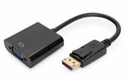 Digitus AK-340403-001-S προσαρμογέας καλωδίου βίντεο 0,15 m DisplayPort VGA [D-Sub] Μαύρος [Μαύρο] (DISPLPRTADPT C 0.15M M/F DP-HD15 WI)