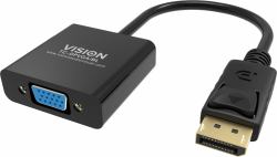 Vision TC-DPVGA/BL προσαρμογέας καλωδίου βίντεο DisplayPort VGA [D-Sub] Μαύρος [Μαύρο] (DisplayPort to VGA adaptor - maximum resolution 1920 x 1080 - does not c...