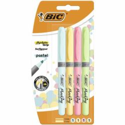 BIC Highlighter Grip Pastel μαρκαδόρος 4 τεμάχια Άκρη σμίλης Μπλε, Πράσινος [Πράσινο], Ροζ, Κίτρινο (BIC Highlighter Grip Assorted Pastel Pac...