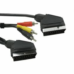 Cables Direct 1SSR3-01 καλώδιο SCART 1,5 m Μαύρος [Μαύρο] (CDL SCART & Three RCA Cable)