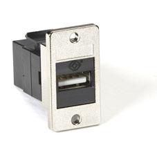 PANEL MOUNT USB COUPLER - UNSHLD,TYPE A-TYPE B BLACK - FMT1050, Black, Silver, USB - Warranty: 1188M