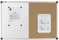 Nobo Elipse Combi πίνακας insert notice Μπλε Αλουμίνιο [Αργύλιο] (Nobo 1902257 Classic Combi Felt Steel Noticeboard 900x600mm)