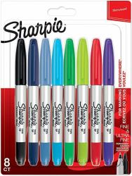 Sharpie 2065409 ανεξίτηλος μαρκαδόρος Πολύχρωμο 8 τεμάχια (Sharpie Permanent Markers Twin Tip Assorted Colours Pack of 8)