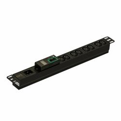 APC Easy Rack PDU, Metered, 1U, 1 Phase, 3.7kW, 230V, 16A, 8 x C13 outlets, IEC60320 C20 inlet (Easy PDU Metered 1U 16A 230V [8]C13)