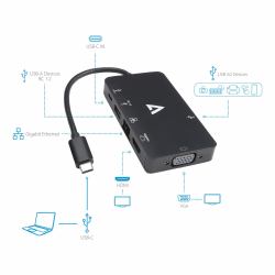 V7 V7UC-U3CRJ45HDVG-BLK κάρτα γραφικών USB 3840 x 2160 εικονοστοιχεία Μαύρος [Μαύρο] (USB-C VIDEO + ETHERNET ADAPTER - USB-C-USBAX2USB-CHDMIVGARJ45)