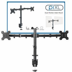 piXL DOUBLE ARM βάση & στήριγμα οθόνης 68,6 cm [27"] Γραφείο Μαύρος [Μαύρο] (piXL Desk-Mounted Fully-Adjustable Dual Monitor Arm for Screens Up To 27 inch with V...