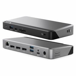 ALOGIC DX3 Καλωδιωμένος [Ενσύρματος] USB 3.2 Gen 1 [3.1 Gen 1] Type-C Μαύρος [Μαύρο], Γκρι (ALOGIC UNIVERSAL TRIPLE 4K DOCK - WITH 100W POWER DELIVERY PRIME)