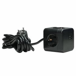 Microconnect GRUCUBE2USB-B3 power extension 3 m 3 AC outlet[s] Indoor Black (Power Cube Duo USB & Power, 3m - Warranty: 24M)