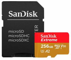 SanDisk Extreme PLUS 256 GB MicroSDXC Κατηγορία 10 (EXTREME PLUS MICROSDXC 256GB+SD - ADAPTER 200MB/S 140MB/S A2 C10 V)
