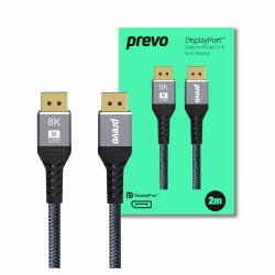 PREVO DP14-2M καλώδιο DisplayPort Μαύρος [Μαύρο] (Prevo DP14-2M DisplayPort Cable, DisplayPort 1.4 [M] to DisplayPort 1.4 [M], 2m, Black & Grey, Supports Displays up to 8K@60Hz, R...