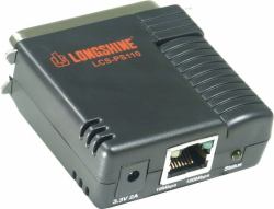 Longshine LCS-PS110-A διακομιστής εκτύπωσης Ethernet LAN Μαύρος [Μαύρο] (Printserver 10/100 1x Parallel - small/WEB Managem. - Warranty: 12M)