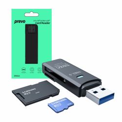 PREVO CR311 συσκευή ανάγνωσης καρτών USB 3.2 Gen 1 [3.1 Gen 1] Type-A Μαύρος [Μαύρο] (Prevo CR311 USB 3.0 Card Reader, High-speed Memory Card Adapter Supports SD/Mi...