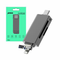 prevo CR312 συσκευή ανάγνωσης καρτών USB Type-A/USB Type-C/Lightning Μαύ...