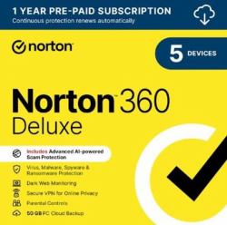 Norton 360 Deluxe Ασφάλεια προστασίας από ιούς Εμπορικός 1 άδεια[ες] 1 έτος[η] (Norton 360 Deluxe, Antivirus Software for 5 Devices, 1-year Subscriptio...