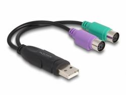 DeLOCK 61051 PS/2 καλώδιο 0,17 m 2x 6-p Mini-DIN USB A Μαύρος [Μαύρο], Πράσινος [Πράσινο], Μωβ [Πορφυρό] (Delock - USB-adapter - USB til PS/2 -)
