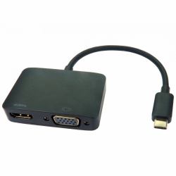 Cables Direct USB3C-HDMI-VGA014K κάρτα γραφικών USB 3840 x 2160 εικονοστοιχεία Μαύρος [Μαύρο] (CDL USB C TO HDMI and VGA Adapter)