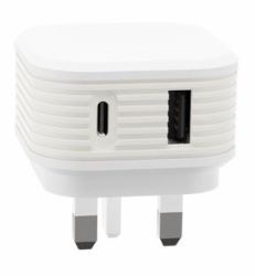 Juice JUI-MAINS-PD-PLUG-USBA/C-20W-ECO-WHT Παγκόσμιος Λευκός [Άσπρος] AC Εσωτερικός [Εσωτερικού χώρου] (DUAL PORT MAINS FAST CHARGER - 20W ECO WHITE)