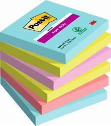 Post-It 7100263206 αυτοκόλλητο χαρτί σημειώσεων Τετράγωνο Μπλε, Πράσινος [Πράσινο], Ροζ 90 φύλλα (Post-It Pack of 6 Super Sticky Notes ...