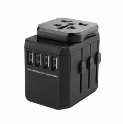 Microconnect MC-TRAVELADAPTER2 ηλεκτρική πρίζα Μαύρος [Μαύρο] (World Travel Adapter, 4 USB A - ports, with Universal to EU - power plug - Warranty: 300M)