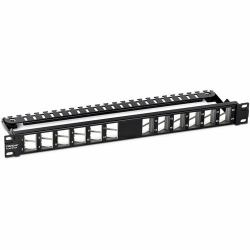 24-PORT BLANK ANGLED KEYSTONE - SHIELDED 1U PATCH PANEL