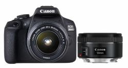 Canon EOS 2000D + EF-S 18-55 IS II + EF 50mm 1/2" Σώμα φωτογραφικής μηχανής SLR 24,1 MP CMOS 6000 x 4000 εικονοστοιχεία Μαύρος [Μαύρο] (CAMERA EOS 20...