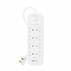 Belkin Connect Λευκός [Άσπρος] 8 Έξοδος [οι] εναλλασσόμενου ρεύματος 2 m (SURGE PROTECTION WITH USB C 8 - OUTLET)