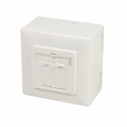 Cat.6A Wall Outlet UP+AP - 2xRJ45 STP, pure white - Warranty: 12M