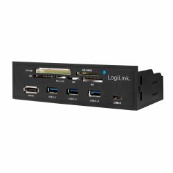 LogiLink UA0341 συσκευή ανάγνωσης καρτών SATA Εσωτερικός Μαύρος [Μαύρο] (USB 3.0 Hub, 4-port, 5.25", - 3x USB-AF + 1x USB-CF, - w/cardreader, black - Warr...